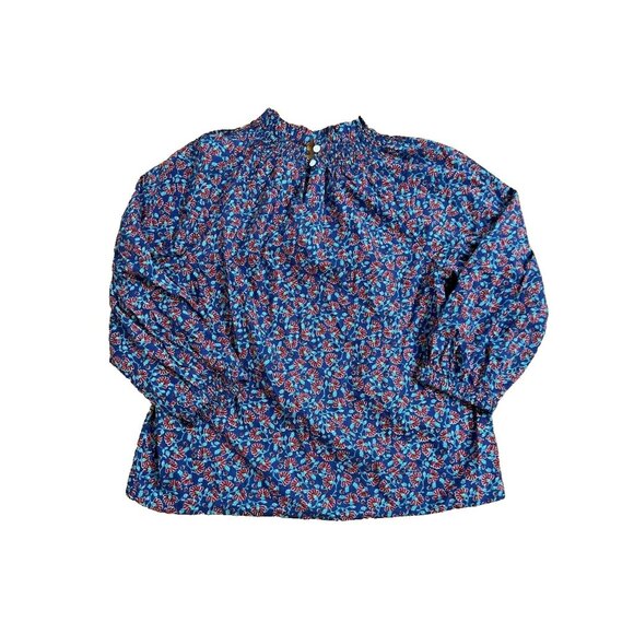 J. Crew Women's Navy cottonPoplin Ruffle-Neck Popover Blouse Medium A001573 - Picture 6 of 6